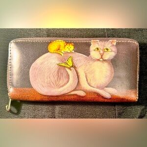 Kitty cat vintage faux leather wallet